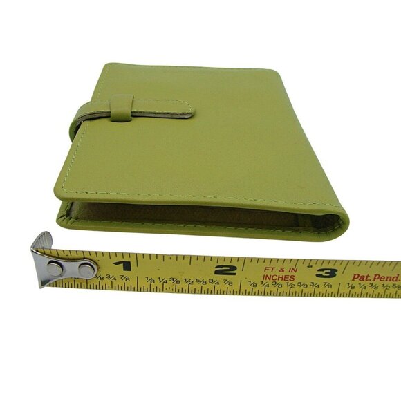 Genuine Leather Card ID Holder Photos Small Wallet Lime Green 4x3" Pocket Wallet - Picture 9 of 10